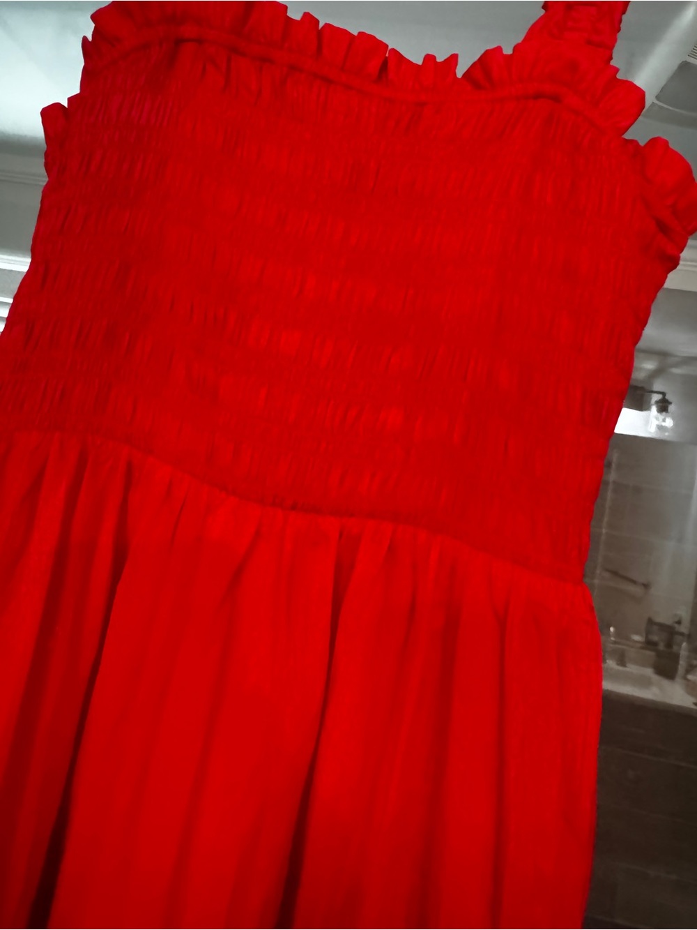 Red Tiered Maxi Dress with Smocked Bodice - Gap - Picture 2 of 15
